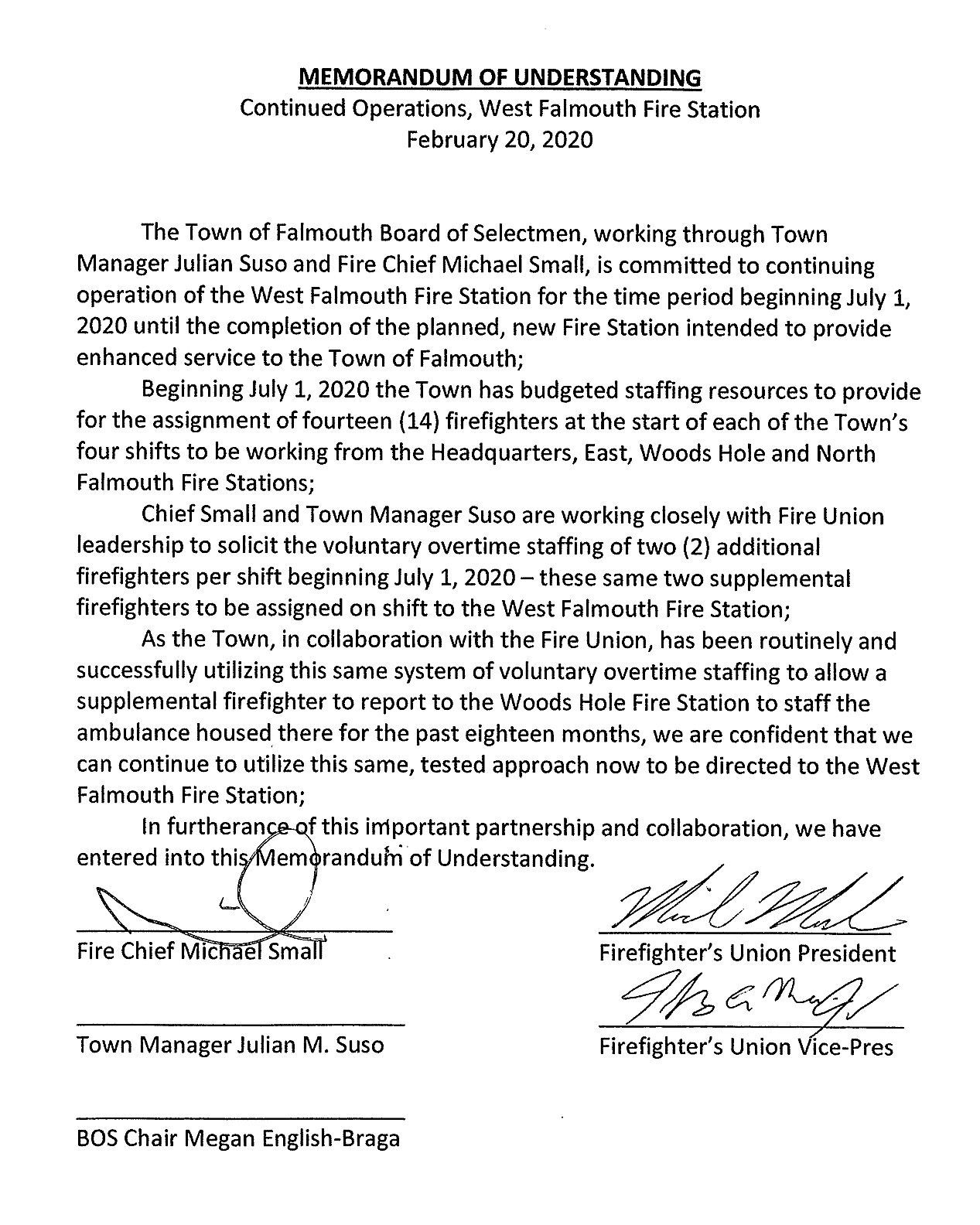 Fire Department Memo